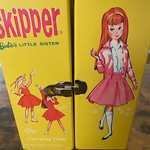 Vintage Skipper Barbie Doll with Carrying case and clothing.
